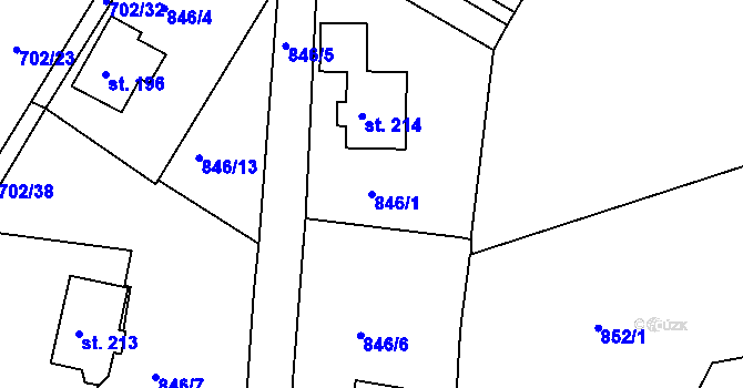 Parcela st. 846/1 v KÚ Tisová u Bohutína, Katastrální mapa