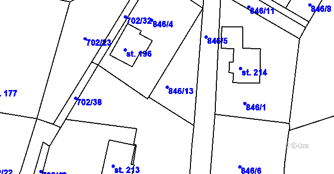 Parcela st. 846/13 v KÚ Tisová u Bohutína, Katastrální mapa