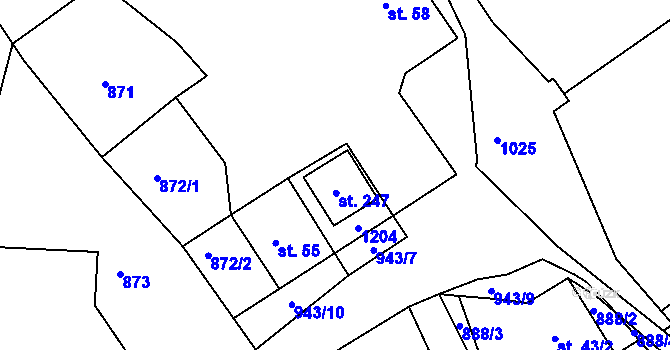 Parcela st. 247 v KÚ Tisová u Bohutína, Katastrální mapa