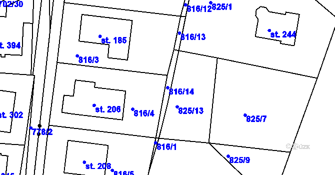 Parcela st. 816/14 v KÚ Tisová u Bohutína, Katastrální mapa