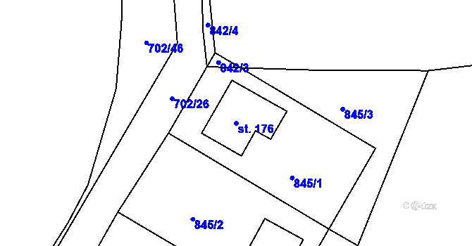 Parcela st. 176 v KÚ Tisová u Bohutína, Katastrální mapa