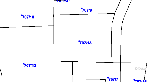 Parcela st. 707/13 v KÚ Tisová u Bohutína, Katastrální mapa