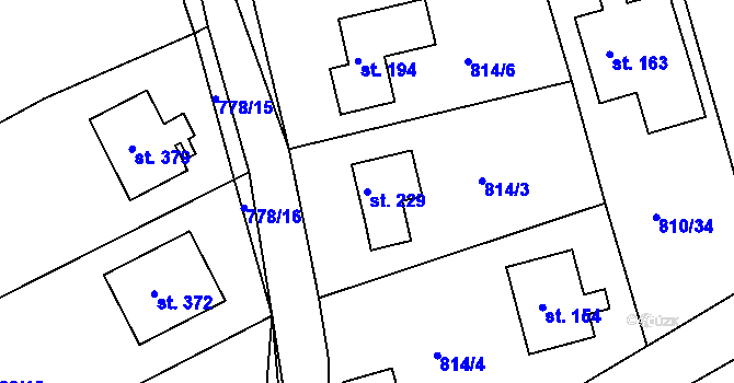 Parcela st. 229 v KÚ Tisová u Bohutína, Katastrální mapa