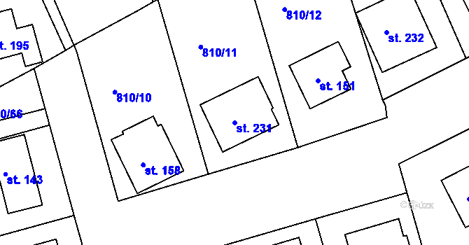 Parcela st. 231 v KÚ Tisová u Bohutína, Katastrální mapa