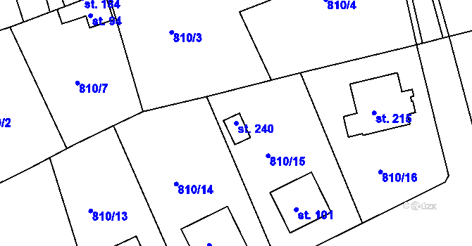 Parcela st. 240 v KÚ Tisová u Bohutína, Katastrální mapa