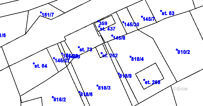 Parcela st. 262 v KÚ Tisová u Bohutína, Katastrální mapa