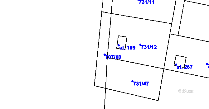 Parcela st. 707/18 v KÚ Tisová u Bohutína, Katastrální mapa