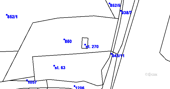 Parcela st. 270 v KÚ Tisová u Bohutína, Katastrální mapa