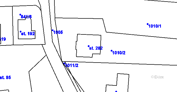 Parcela st. 282 v KÚ Tisová u Bohutína, Katastrální mapa