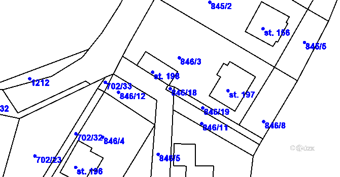 Parcela st. 846/18 v KÚ Tisová u Bohutína, Katastrální mapa