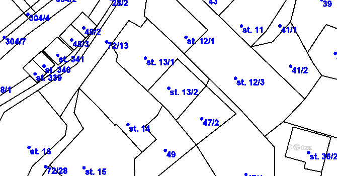 Parcela st. 13/2 v KÚ Vysoká Pec u Bohutína, Katastrální mapa