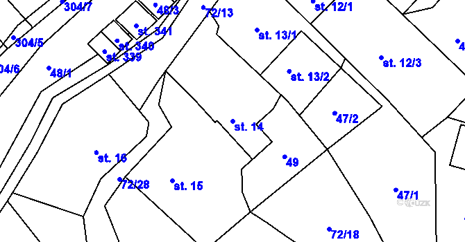 Parcela st. 14 v KÚ Vysoká Pec u Bohutína, Katastrální mapa