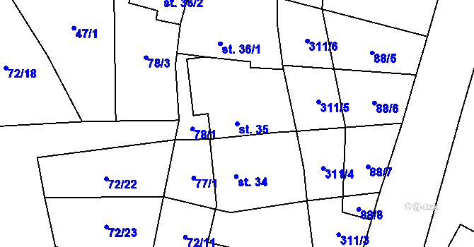 Parcela st. 35 v KÚ Vysoká Pec u Bohutína, Katastrální mapa