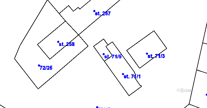 Parcela st. 71/5 v KÚ Vysoká Pec u Bohutína, Katastrální mapa