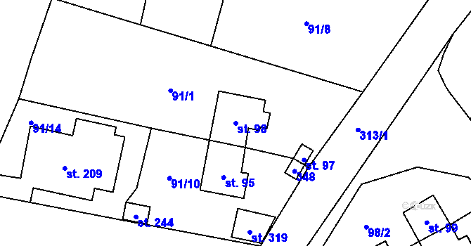 Parcela st. 98 v KÚ Vysoká Pec u Bohutína, Katastrální mapa