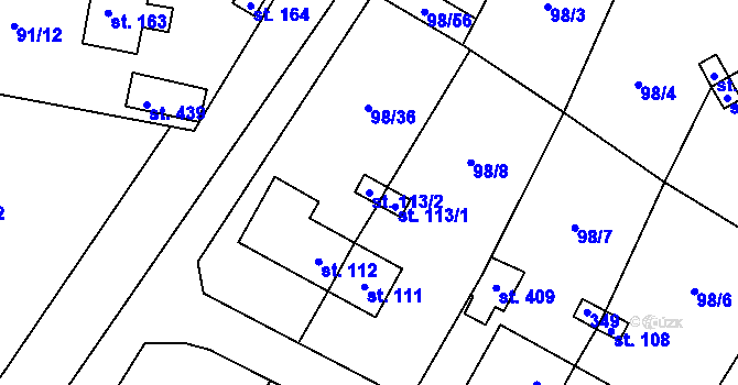 Parcela st. 113/2 v KÚ Vysoká Pec u Bohutína, Katastrální mapa