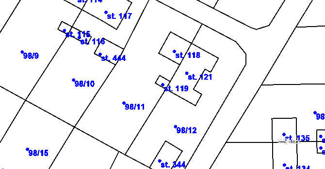 Parcela st. 119 v KÚ Vysoká Pec u Bohutína, Katastrální mapa
