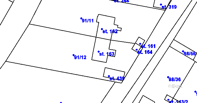 Parcela st. 163 v KÚ Vysoká Pec u Bohutína, Katastrální mapa