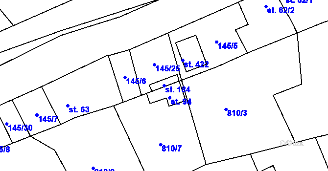 Parcela st. 184 v KÚ Vysoká Pec u Bohutína, Katastrální mapa
