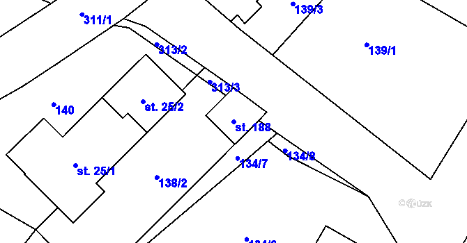 Parcela st. 188 v KÚ Vysoká Pec u Bohutína, Katastrální mapa