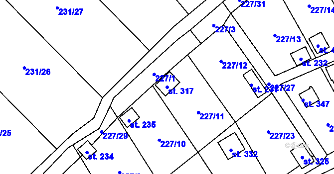 Parcela st. 317 v KÚ Vysoká Pec u Bohutína, Katastrální mapa