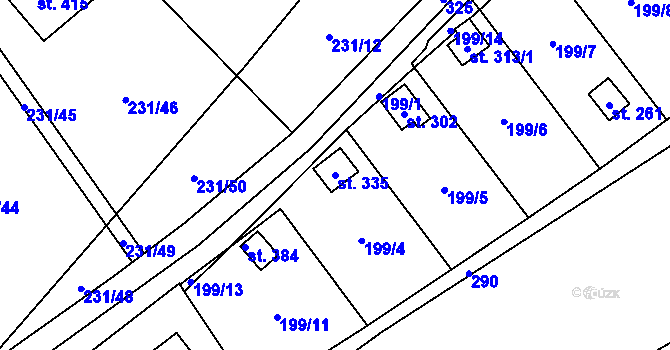 Parcela st. 335 v KÚ Vysoká Pec u Bohutína, Katastrální mapa