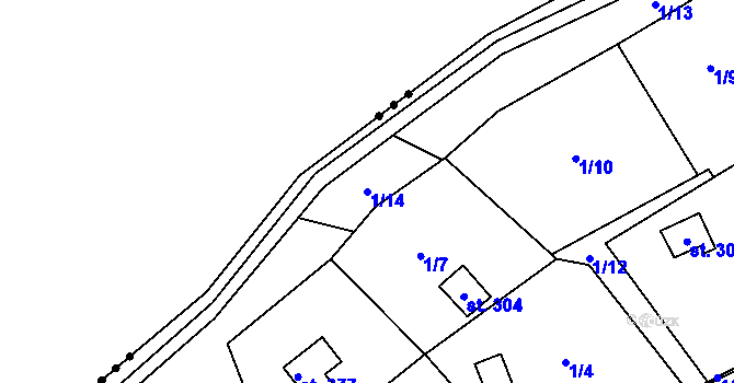 Parcela st. 1/14 v KÚ Vysoká Pec u Bohutína, Katastrální mapa