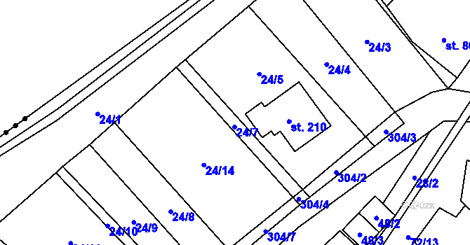 Parcela st. 24/7 v KÚ Vysoká Pec u Bohutína, Katastrální mapa