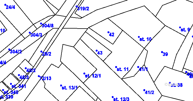 Parcela st. 43 v KÚ Vysoká Pec u Bohutína, Katastrální mapa
