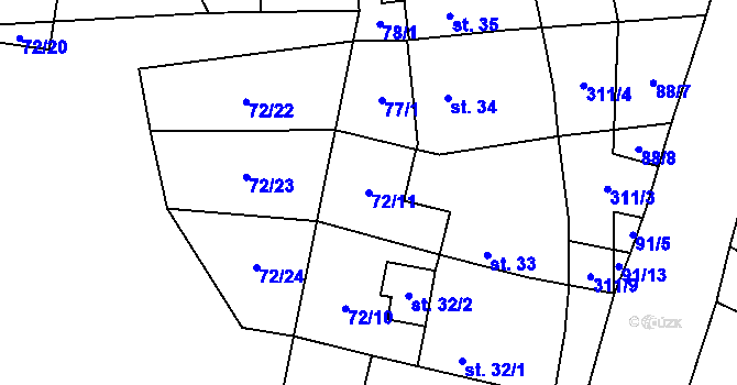 Parcela st. 72/11 v KÚ Vysoká Pec u Bohutína, Katastrální mapa