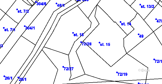 Parcela st. 72/28 v KÚ Vysoká Pec u Bohutína, Katastrální mapa