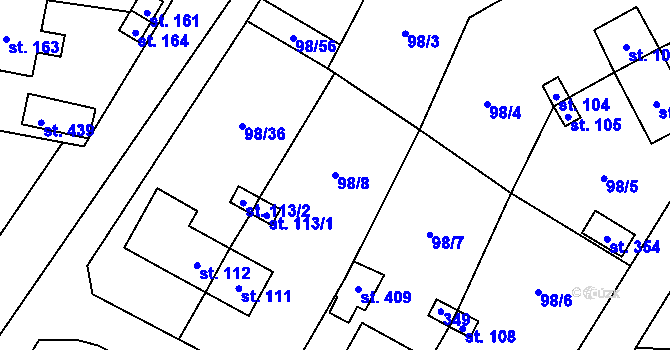 Parcela st. 98/8 v KÚ Vysoká Pec u Bohutína, Katastrální mapa