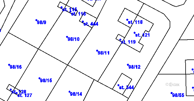 Parcela st. 98/11 v KÚ Vysoká Pec u Bohutína, Katastrální mapa