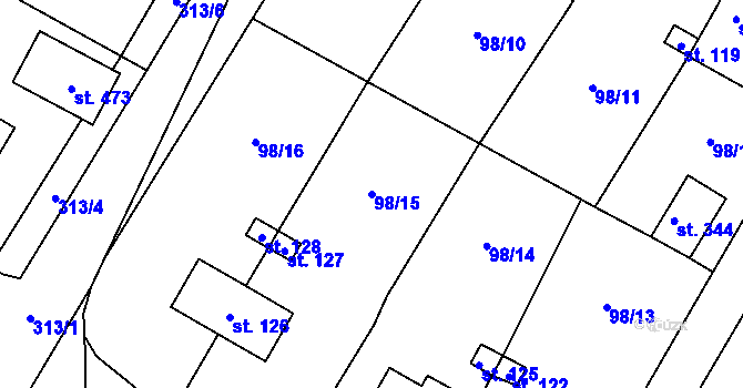 Parcela st. 98/15 v KÚ Vysoká Pec u Bohutína, Katastrální mapa