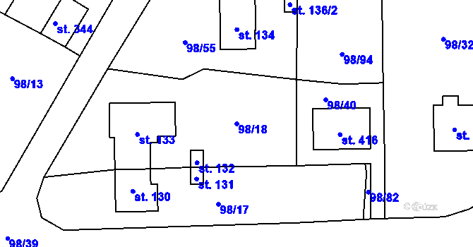 Parcela st. 98/18 v KÚ Vysoká Pec u Bohutína, Katastrální mapa