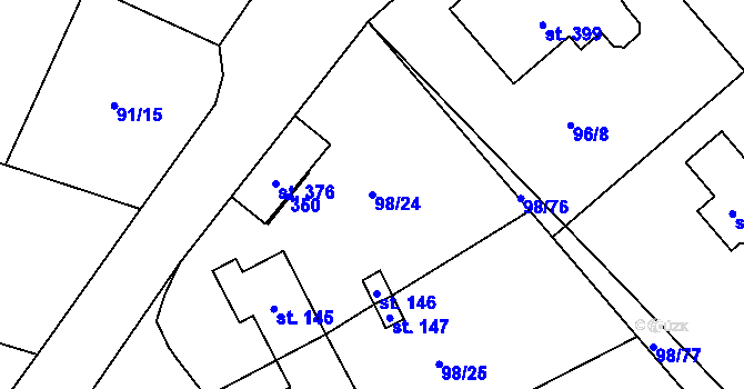 Parcela st. 98/24 v KÚ Vysoká Pec u Bohutína, Katastrální mapa