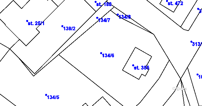 Parcela st. 134/6 v KÚ Vysoká Pec u Bohutína, Katastrální mapa
