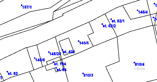 Parcela st. 145/5 v KÚ Vysoká Pec u Bohutína, Katastrální mapa