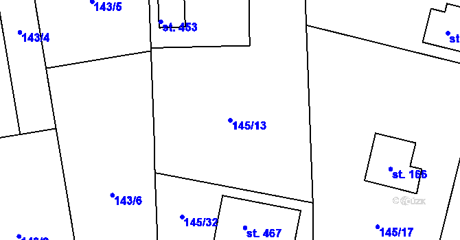 Parcela st. 145/13 v KÚ Vysoká Pec u Bohutína, Katastrální mapa