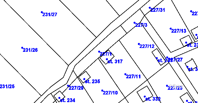 Parcela st. 227/1 v KÚ Vysoká Pec u Bohutína, Katastrální mapa