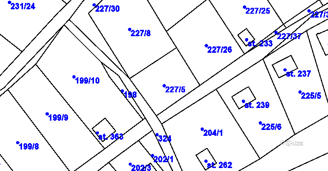 Parcela st. 227/5 v KÚ Vysoká Pec u Bohutína, Katastrální mapa