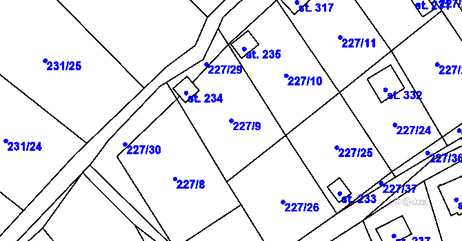 Parcela st. 227/9 v KÚ Vysoká Pec u Bohutína, Katastrální mapa