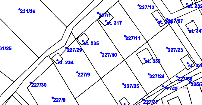 Parcela st. 227/10 v KÚ Vysoká Pec u Bohutína, Katastrální mapa