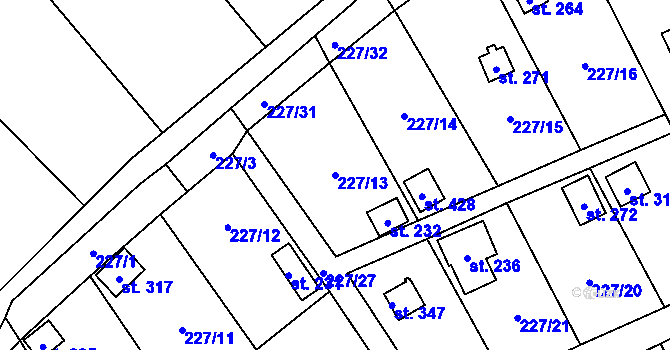 Parcela st. 227/13 v KÚ Vysoká Pec u Bohutína, Katastrální mapa