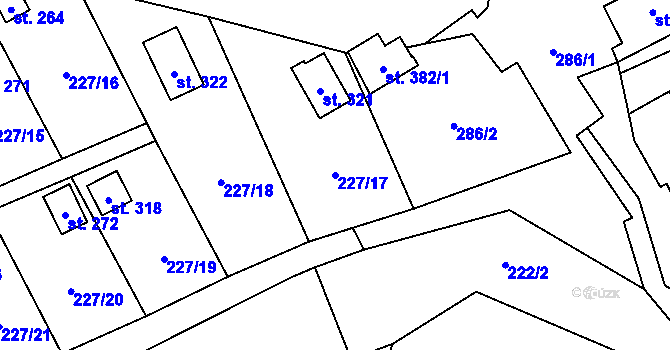Parcela st. 227/17 v KÚ Vysoká Pec u Bohutína, Katastrální mapa