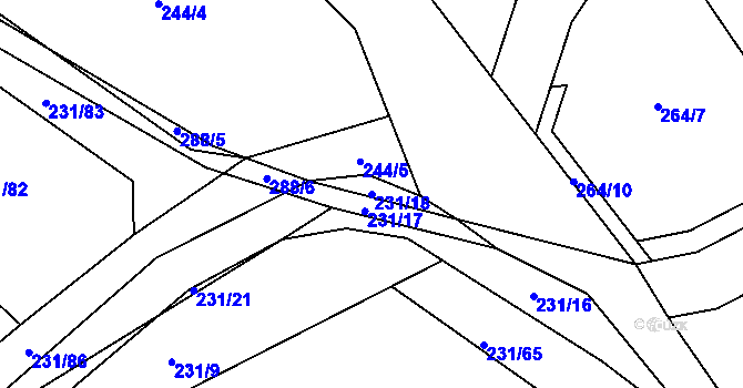 Parcela st. 231/18 v KÚ Vysoká Pec u Bohutína, Katastrální mapa