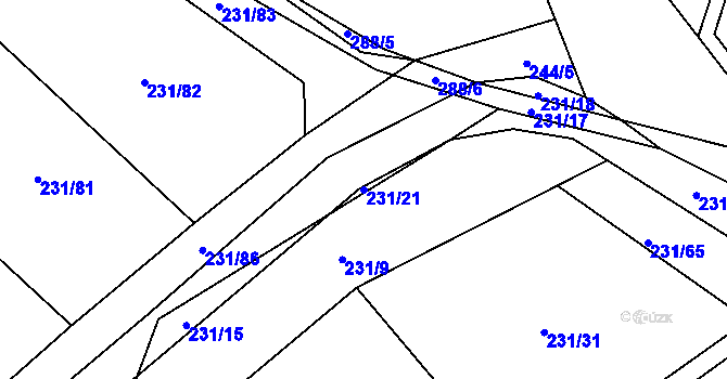 Parcela st. 231/21 v KÚ Vysoká Pec u Bohutína, Katastrální mapa