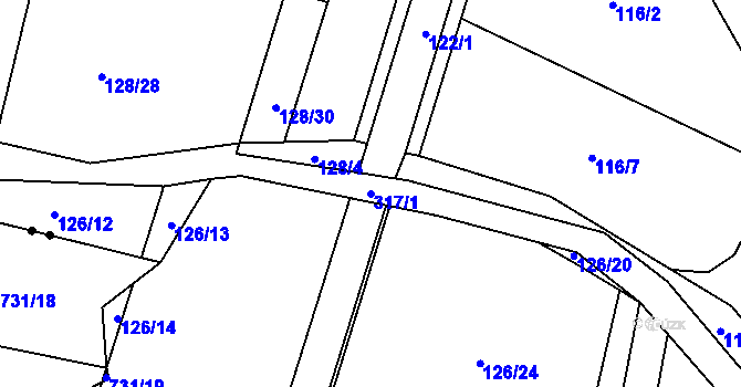 Parcela st. 317/1 v KÚ Vysoká Pec u Bohutína, Katastrální mapa