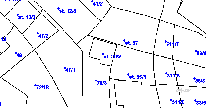 Parcela st. 36/2 v KÚ Vysoká Pec u Bohutína, Katastrální mapa