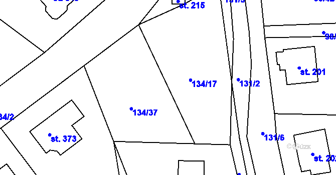 Parcela st. 134/17 v KÚ Vysoká Pec u Bohutína, Katastrální mapa